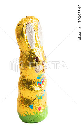chocolate bunny in foil isolated 50098340