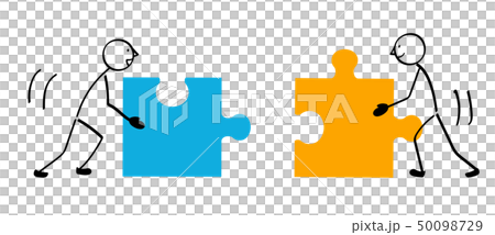 Two people puzzle and connection 50098729