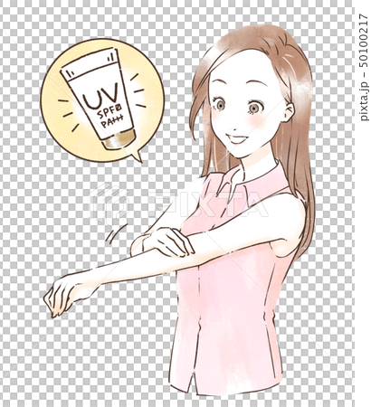 Woman Applying Sunscreen Stock Illustration