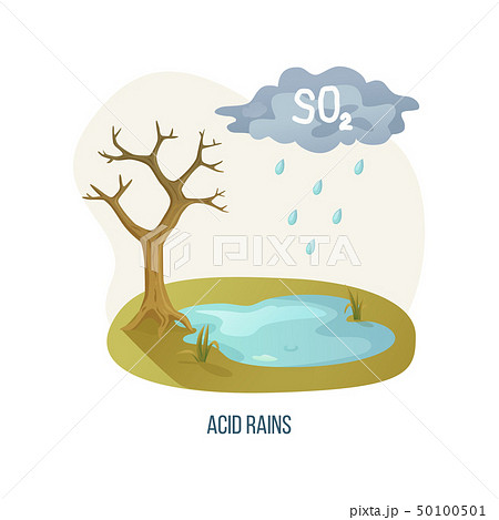 Acid Rains Tree with Cloud and Dangerous Liquid 50100501