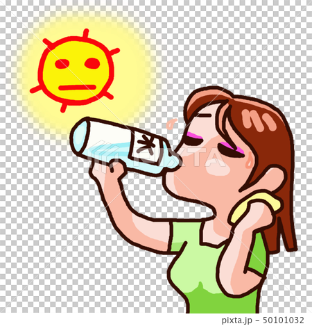 水分補給で熱中症にならないように のイラスト素材