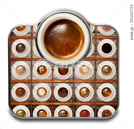Scales for people with coffee in white background 50102725
