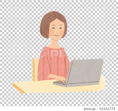 Woman looking at a computer smile Woman looking at a computer smile 50102778