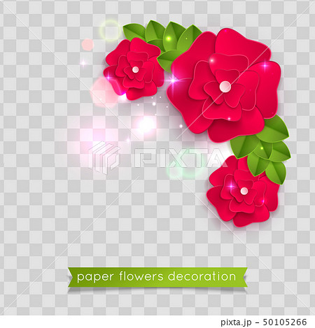 Red paper cut flowers. Vector eps 10 format 50105266