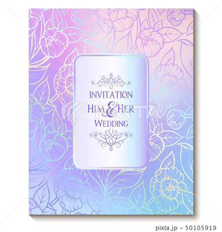 Colorful pastel blue violet pink soft floral 50105919