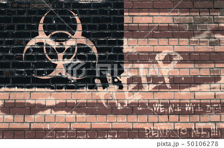 Brick wall with a sign of biological threat Brick wall with a sign of biological threat 50106278