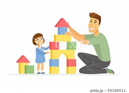 Father and daughter playing - cartoon people characters illustration 50106511