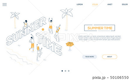 Summer time - line design style isometric web banner 50106550
