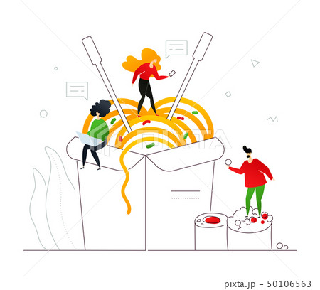 Sushi and Wok - flat design style colorful illustration 50106563