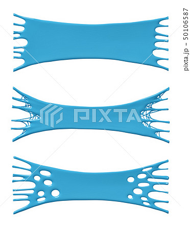 3d rendering of three blue sticky slime banners isolated on white background. 50106587