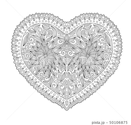 Coloring book page with isolated heart shape 50106875