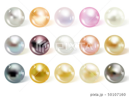 Realistic different colors pearls set. 50107160