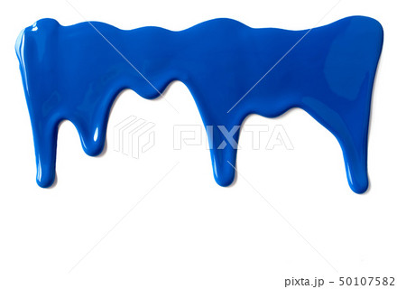 Blue paint leaking down white background 50107582