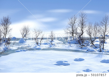 冬日　冬の雪面 50107857