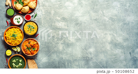 Indian food and indian cuisine dishes, copy space 50108652