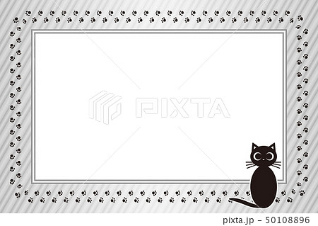 背景素材壁紙 写真フレーム メッセージ枠 猫 足跡 肉球 ペット コピー