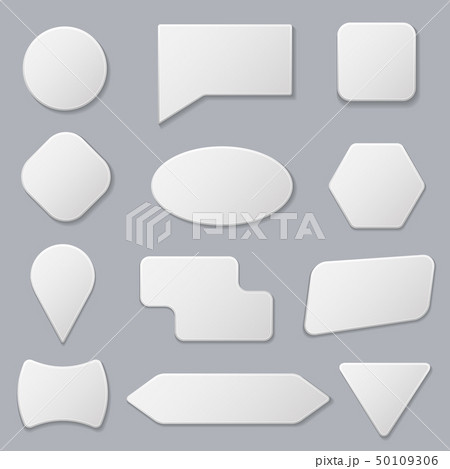 Realistic 3d Detailed White Blank Tags Stickers Template Mockup Set. Vector 50109306