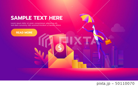 Vector flat illustration, concept of money protection, financial saving insurance, safe business 50110070