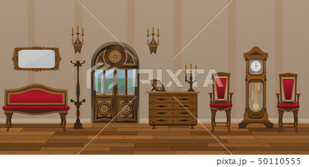The interior of the living room in retro style. 50110555