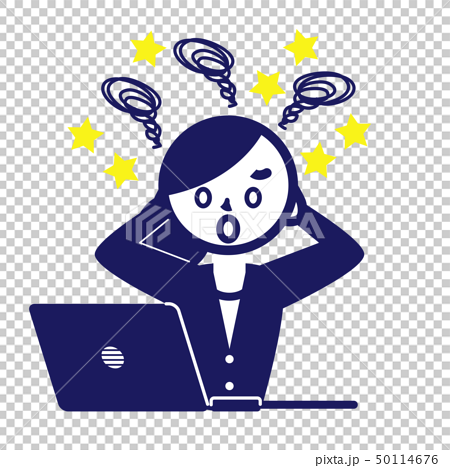 ビジネス スーツ 記号 シンプル 女性 パソコン 混乱のイラスト素材