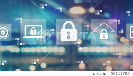 Cyber security with blurred city lights Cyber security with blurred city lights 50115790