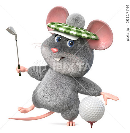 3d Illustration Funny Mouse Playing Golfのイラスト素材 3d Illustration Funny Mouse Playing Golfのイラスト素材