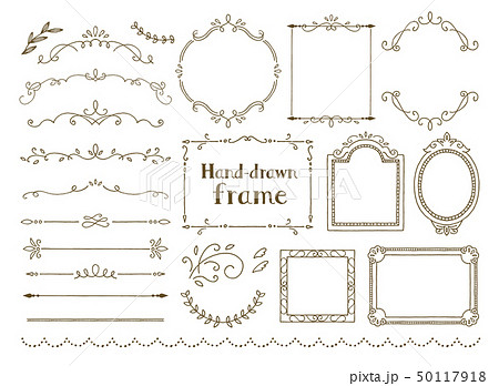 手描きエレガントフレームセットのイラスト素材