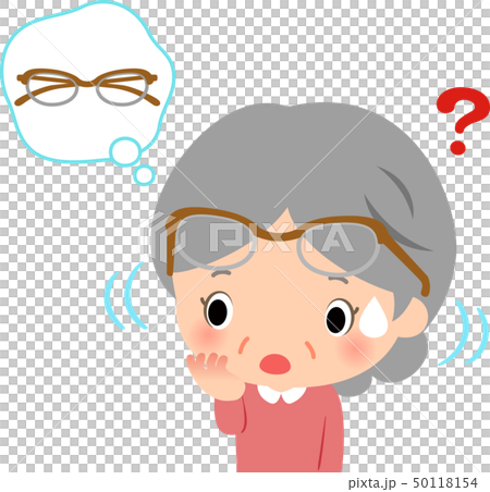 眼鏡をつけたまま眼鏡を探すシニア女性 50118154