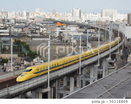 ドクターイエロー　山陽新幹線の高架区間にて 50118809