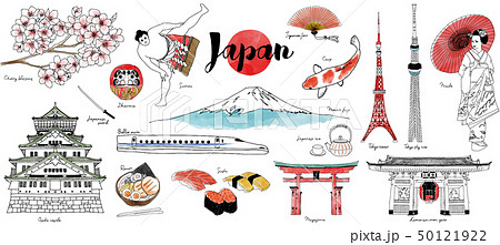 日本水彩イラストセット 日本水彩イラストセット 50121922