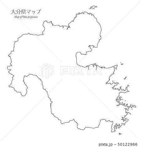 大分県マップ 白地図 シンプル地図のイラスト素材