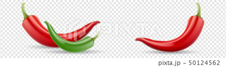 Red and green pepper. Chili pepper. Vector illustration on transparent background Red and green pepper. Chili pepper. Vector illustration on transparent background 50124562