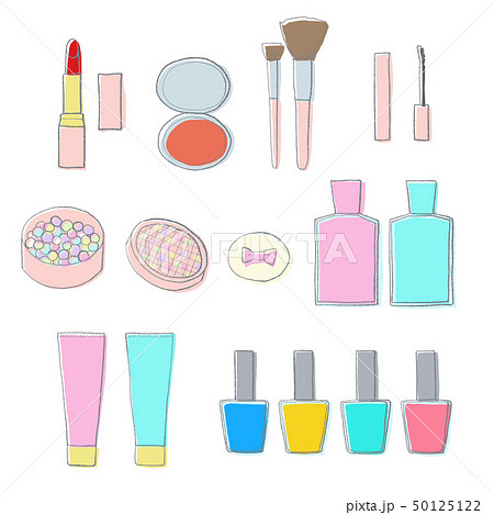 かわいいコスメ素材 線画ベタ塗のイラスト素材
