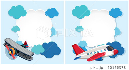 Border templates with airplanes and blue clouds Border templates with airplanes and blue clouds 50126378