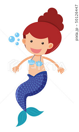 Cute Mermaid With Blue Finのイラスト素材