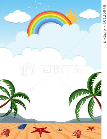 Background Scene With Seashells On Beachのイラスト素材