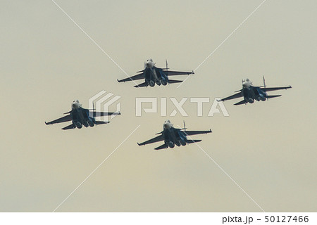 Su-30SM fighter jets flying in the sky 50127466