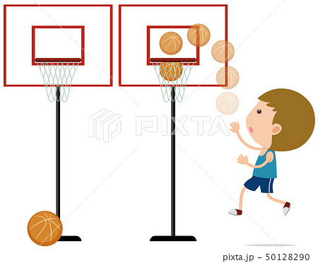 Boy shooting basketball in the net 50128290