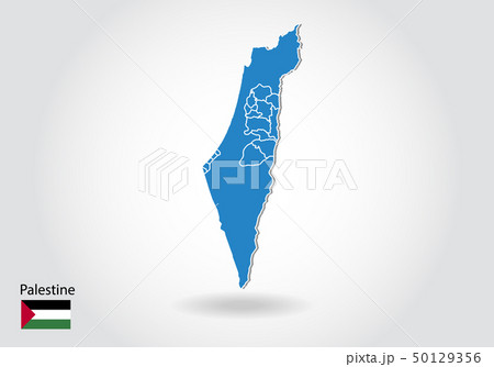 Palestine map design with 3D style. Blue Palestine Palestine map design with 3D style. Blue Palestine 50129356