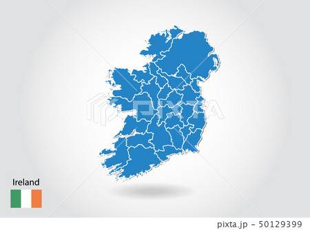 ireland map design with 3D style. Blue ireland map ireland map design with 3D style. Blue ireland map 50129399