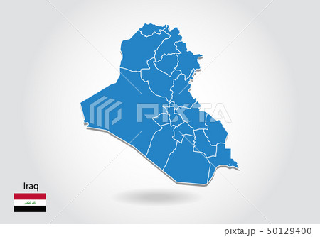 iraq map design with 3D style. Blue iraq map and 50129400