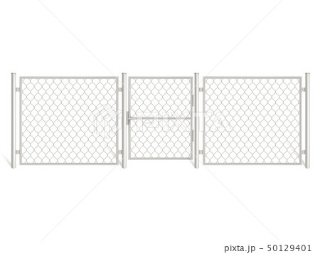Silver colored grid fencing with gate metal rabitz 50129401