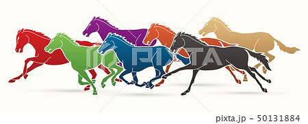 7 Horses running cartoon graphic vector 7 Horses running cartoon graphic vector 50131884