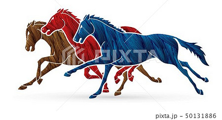3 Horses running cartoon graphic vector 50131886