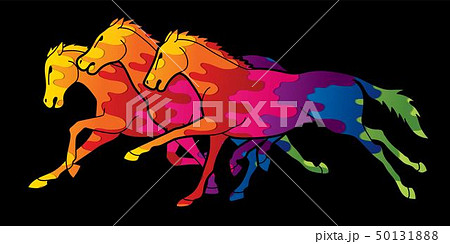 3 Horses running cartoon graphic vector 50131888