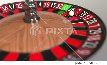 Casino roulette wheel ball hits 3 three red. 3D rendering Casino roulette wheel ball hits 3 three red. 3D rendering 50133050