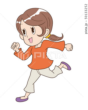走る 跳ぶ 女性 のイラスト素材