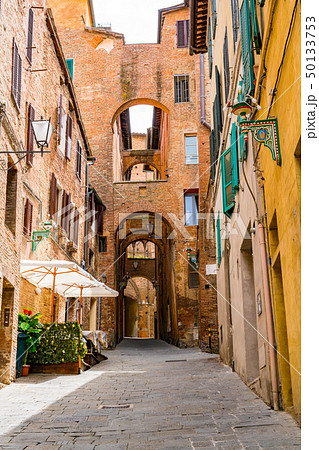 View of the beautiful street archway in Siena View of the beautiful street archway in Siena 50133753