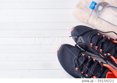 Healthy lifestyle, food and water, athlete's  50134221