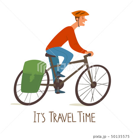 Vector illustration of a Cycling traveller withのイラスト素材 